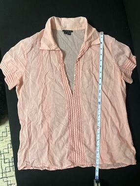 Theory blush pink Pintuck Short Sleeve Blouse